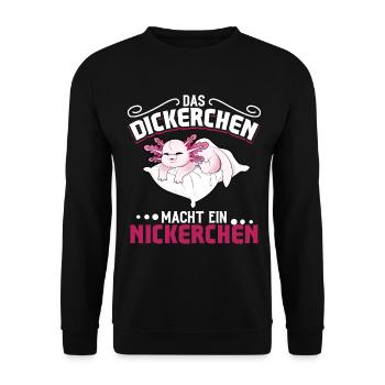 Axolotl - Das Dickerchen macht ein Nickerchen - Unisex Pullover - Schwarz - Vorne - Alina (178cm) & Michal (187cm)
