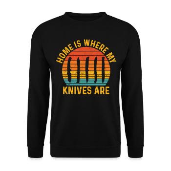 Drôle de collectionneur de couteaux rétro - Sweat-shirt Unisexe - noir - Devant - Alina (178cm) & Michal (187cm)