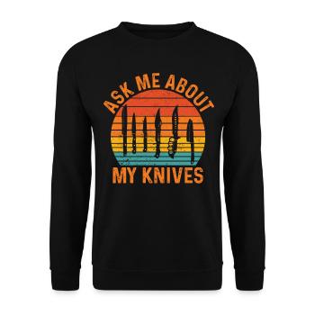 Drôle de collectionneur de couteaux rétro - Sweat-shirt Unisexe - noir - Devant - Alina (178cm) & Michal (187cm)