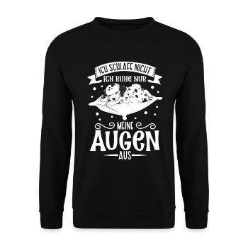 Ich schlafe nicht ich ruhe nur meine Augen aus - Unisex Pullover - Schwarz - Vorne - Alina (178cm) & Michal (187cm)