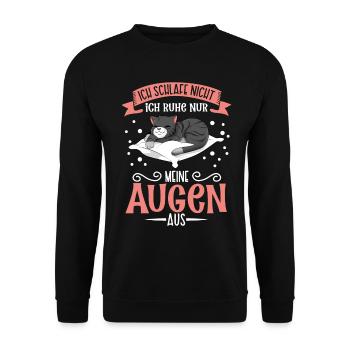 Ich schlafe nicht ich ruhe nur meine Augen aus - Unisex Pullover - Schwarz - Vorne - Alina (178cm) & Michal (187cm)