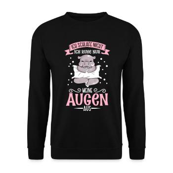 Ich schlafe nicht ich ruhe nur meine Augen aus - Unisex Pullover - Schwarz - Vorne - Alina (178cm) & Michal (187cm)
