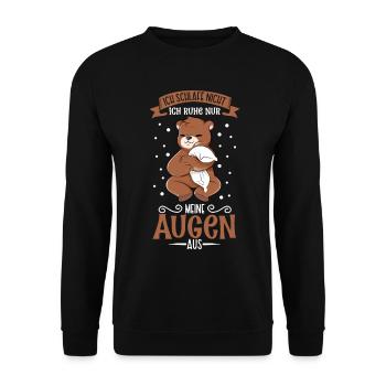 Ich schlafe nicht ich ruhe nur meine Augen aus - Unisex Pullover - Schwarz - Vorne - Alina (178cm) & Michal (187cm)