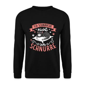 Ich schnarche nicht ich schnurre - Unisex Pullover - Schwarz - Vorne - Alina (178cm) & Michal (187cm)