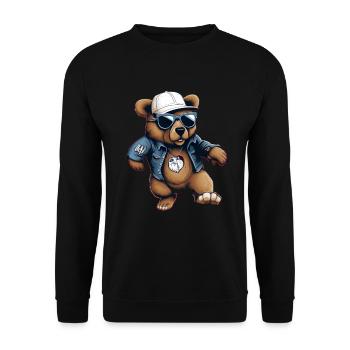 Streetstyle Bear Graffiti Kunst Streetart - Unisex Pullover - Schwarz - Vorne - Alina (178cm) & Michal (187cm)