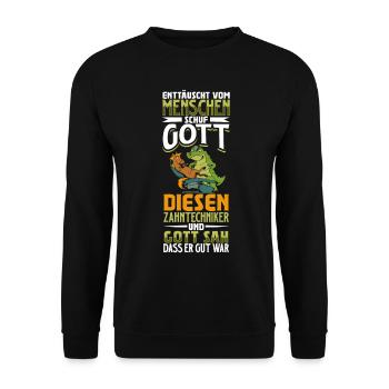Enttäuscht vom Menschen - Zahntechniker - Unisex Pullover - Schwarz - Vorne - Alina (178cm) & Michal (187cm)