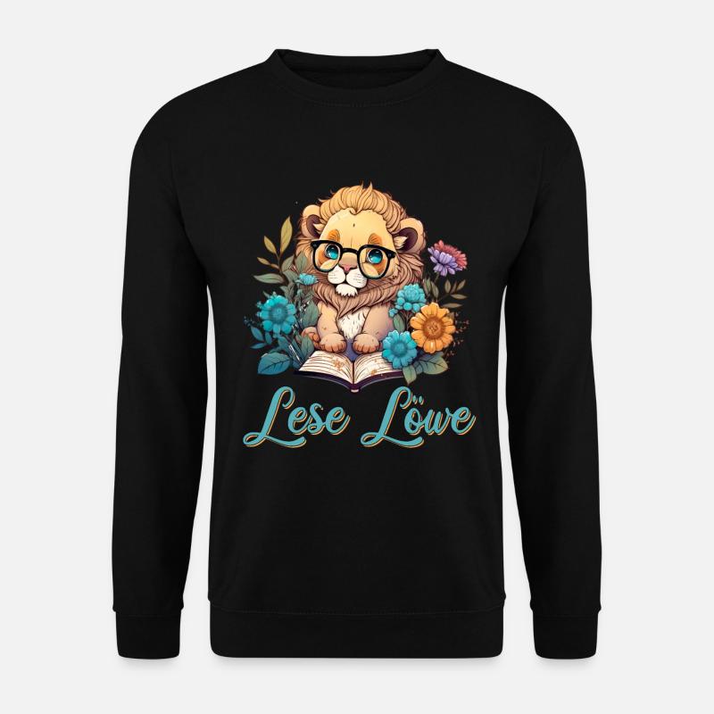 Lese Löwe - Unisex Pullover - Schwarz