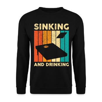 Lustiges Cornhole Corn Hole Retro - Unisex Pullover - Schwarz - Vorne - Alina (178cm) & Michal (187cm)