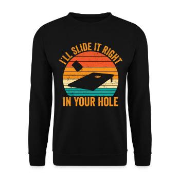 Funny Cornhole Corn Hole Retro - Unisex Sweatshirt - black - Front - Alina (178cm) & Michal (187cm)
