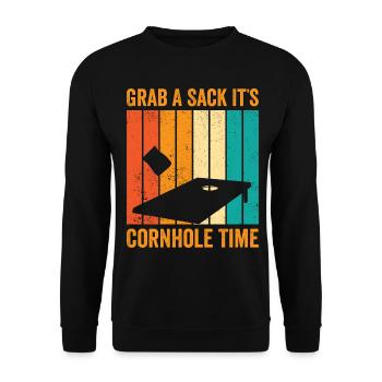 Funny Cornhole Corn Hole Retro - Unisex Sweatshirt - black - Front - Alina (178cm) & Michal (187cm)