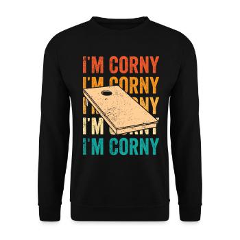 Funny Cornhole Corn Hole Retro - Unisex Sweatshirt - black - Front - Alina (178cm) & Michal (187cm)