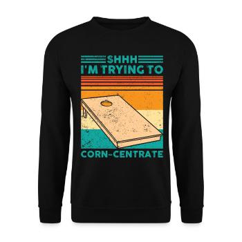 Lustiges Cornhole Corn Hole Retro - Unisex Pullover - Schwarz - Vorne - Alina (178cm) & Michal (187cm)