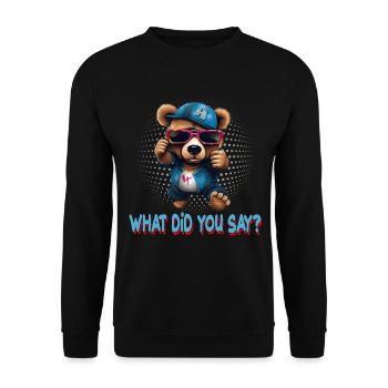Streetstyle What Die You Say Bear Graffiti Kunst - Unisex Pullover - Schwarz - Vorne - Alina (178cm) & Michal (187cm)