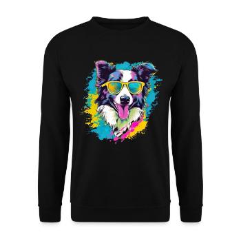 Border Collie Hund Hunderasse - Unisex Pullover - Schwarz - Vorne - Alina (178cm) & Michal (187cm)