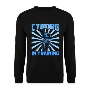 Cyborg in training - knee prosthesis - Unisex Sweatshirt - black - Front - Alina (178cm) & Michal (187cm)