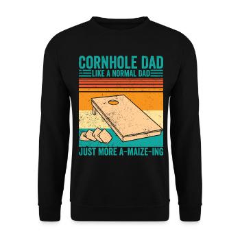 Lustiges Cornhole Retro - Unisex Pullover - Schwarz - Vorne - Alina (178cm) & Michal (187cm)