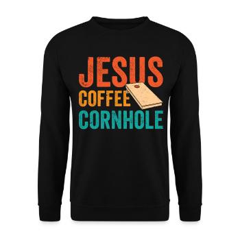 Cornhole Corn Hole Retro - Unisex Pullover - Schwarz - Vorne - Alina (178cm) & Michal (187cm)