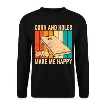 Funny Cornhole Corn Hole Retro - Unisex Sweatshirt - black - Front - Alina (178cm) & Michal (187cm)