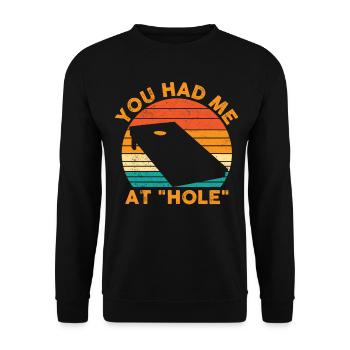 Funny Cornhole Corn Hole Retro - Unisex Sweatshirt - black - Front - Alina (178cm) & Michal (187cm)