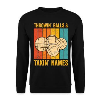 Funny Boccia Ball Retro - Unisex Sweatshirt - black - Front - Alina (178cm) & Michal (187cm)