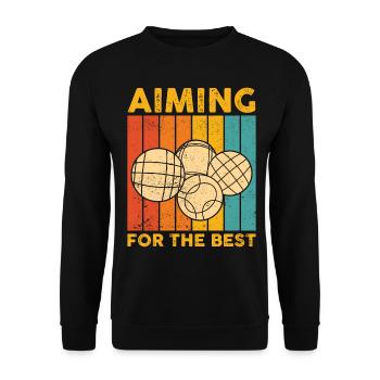 Drôle de boule de boccia rétro - Sweat-shirt Unisexe - noir - Devant - Alina (178cm) & Michal (187cm)