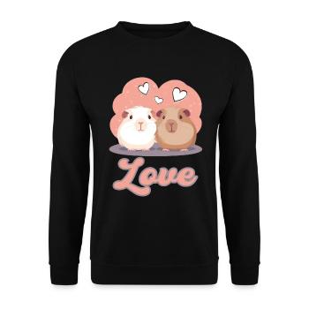 Meerschweinchen Liebe Love - Unisex Pullover - Schwarz - Vorne - Alina (178cm) & Michal (187cm)