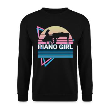 Piano Girl Keyboard Klavier Retro - Unisex Pullover - Schwarz - Vorne - Alina (178cm) & Michal (187cm)