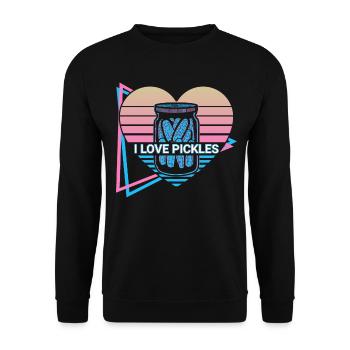 I Love Pickles Cucumber Retro - Unisex Sweatshirt - black - Front - Alina (178cm) & Michal (187cm)