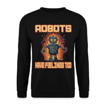 Robots Have Feeling Too - Unisex Pullover - Schwarz - Vorne - Alina (178cm) & Michal (187cm)