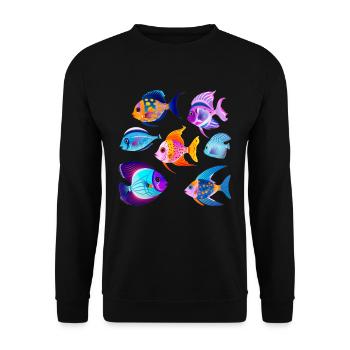 Exotische Zierfische Aquaristik Aquarium - Unisex Pullover - Schwarz - Vorne - Alina (178cm) & Michal (187cm)