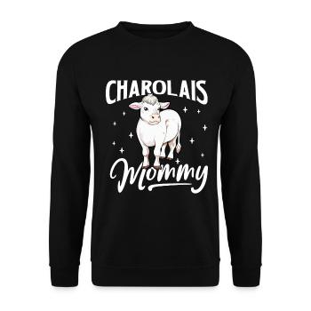 Maman Charolaise - Bœuf charolais - Sweat-shirt Unisexe - noir - Devant - Alina (178cm) & Michal (187cm)