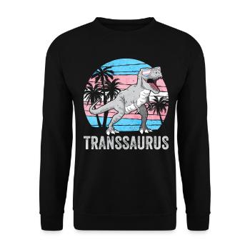 Transgender Stolz Trans Flagge Dinosaurier Trex LG - Unisex Pullover - Schwarz - Vorne - Alina (178cm) & Michal (187cm)