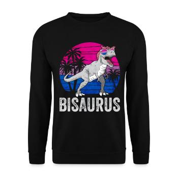 Bi Pride Bisexuel Drapeau Dinosaure Trex LGBTQ - Sweat-shirt Unisexe - noir - Devant - Alina (178cm) & Michal (187cm)