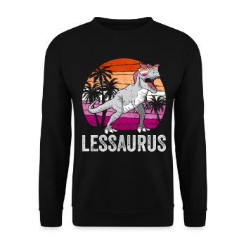 Lesbian Pride Flag Dinosaur Trex LGBTQ - Unisex Sweatshirt - black - Front - Alina (178cm) & Michal (187cm)