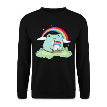 Pansexual Pride Pan Flag Mignon Grenouille Subtil - Sweat-shirt Unisexe - noir - Devant - Alina (178cm) & Michal (187cm)