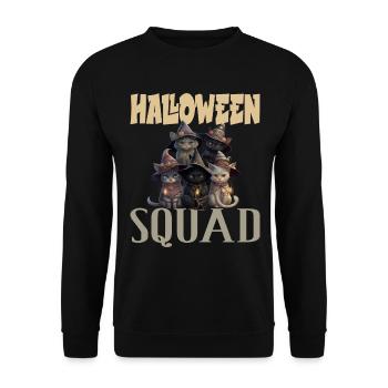 Halloween Squad Katzen Hexen - Unisex Pullover - Schwarz - Vorne - Alina (178cm) & Michal (187cm)
