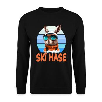 Skihase Skifahren Skifahrn Skihaserl - Unisex Pullover - Schwarz - Vorne - Alina (178cm) & Michal (187cm)
