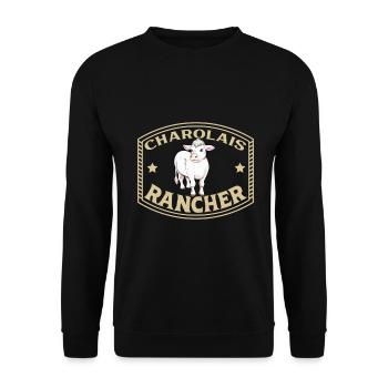 Charolaise Beef - Charolais Rancher - Unisex Sweatshirt - black - Front - Alina (178cm) & Michal (187cm)
