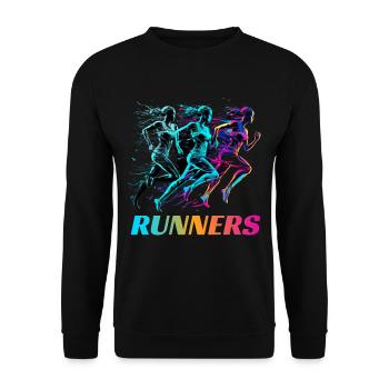 Dynamische Läufer Lauf Wettkampf - Unisex Pullover - Schwarz - Vorne - Alina (178cm) & Michal (187cm)