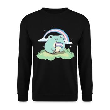 Transgender Stolz Trans Flagge Frosch Subtil LGBTQ - Unisex Pullover - Schwarz - Vorne - Alina (178cm) & Michal (187cm)