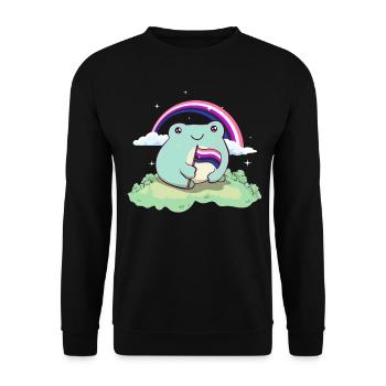 Genre Fluid Pride Flag Mignon Grenouille subtile LGB - Sweat-shirt Unisexe - noir - Devant - Alina (178cm) & Michal (187cm)