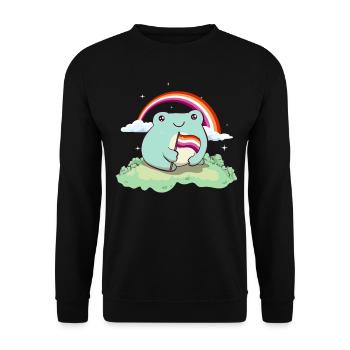 Lesbian Pride Flag Cute Frog Subtle LGBTQ - Unisex Sweatshirt - black - Front - Alina (178cm) & Michal (187cm)
