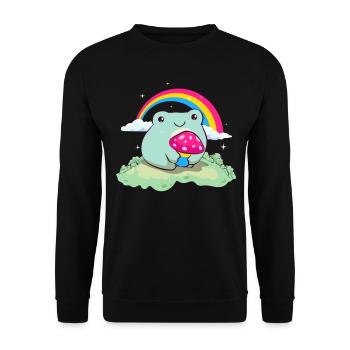Pansexual Pride Pan Flag Cute Frog Mushroom Subtle - Unisex Pullover - Schwarz - Vorne - Alina (178cm) & Michal (187cm)