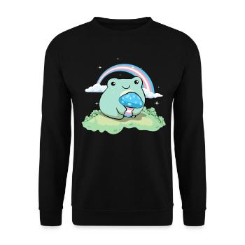 Transgender Pride Trans Flag Cute Frog P - Unisex Sweatshirt - black - Front - Alina (178cm) & Michal (187cm)