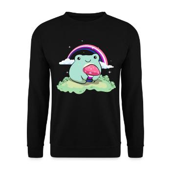 Genre Fluid Pride Flag Mignon Grenouille Champignon Subtil - Sweat-shirt Unisexe - noir - Devant - Alina (178cm) & Michal (187cm)