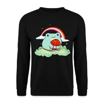 Lesben Stolz Flagge Netter Frosch Pilz Subtil LGBT - Unisex Pullover - Schwarz - Vorne - Alina (178cm) & Michal (187cm)