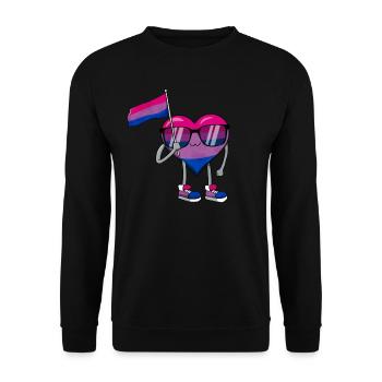Bi Pride Bisexual Flag Cœur Subtil LGBTQ - Sweat-shirt Unisexe - noir - Devant - Alina (178cm) & Michal (187cm)