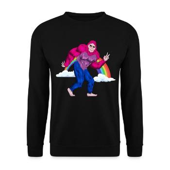 Bi Proud Bisexual Flag Bigfoot Subtle LGBTQ - Unisex Sweatshirt - black - Front - Alina (178cm) & Michal (187cm)