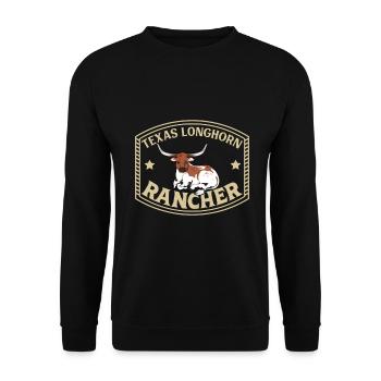 Longhorn Beef - Texas Longhorn Rancher - Unisex Sweatshirt - black - Front - Alina (178cm) & Michal (187cm)