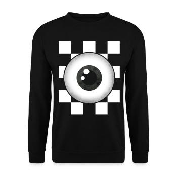 Weirdcore Aesthetic Black White Eyeball Checkered - Unisex Sweatshirt - black - Front - Alina (178cm) & Michal (187cm)